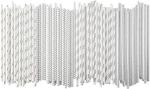 19.685cm Silver Dots Custom Printed Christmas Paper Straws