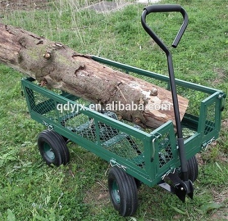 Heavy Duty 75L Garden Mesh Cart with Removable Mesh Sides to Convert into Flatbed, Utility Metal Wagon