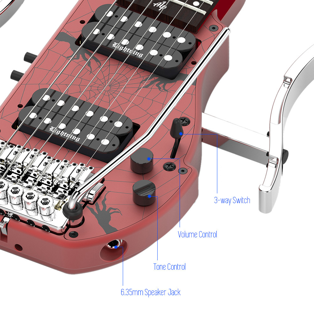 Unique Design Patented Grand Headless Electric Guitar Double Hummbucker Built-in Guitar Effect Ebony Fingerboard and bag