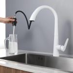 Factory Price Best Quality 3 Functions White High Arc Kitchen Mixer Tap Faucet