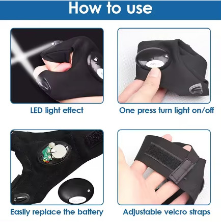 LED Flashlight Fishing Racing Gloves Work Other Sports Gloves Fish Fingerless Home Fishing Gloves