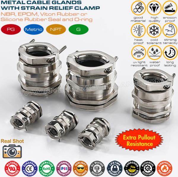 Nickel-plated Brass IP68 Watertight G Thread Cable Gland with Traction Relief