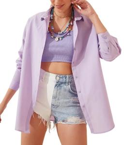 China Stylish Women′s Long-Sleeved Shirt with Solid Color Button-Down Shirt for Casual Fit factory