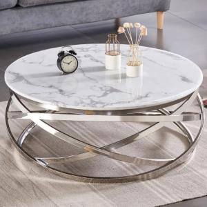 China Light Luxury Stainless Steel  Hotel Lobby Circular Coffee Table on sale