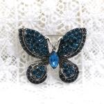 Green Alloy Fashion Brooch Pin , Butterfly Diamond Brooch 2.8cm Height