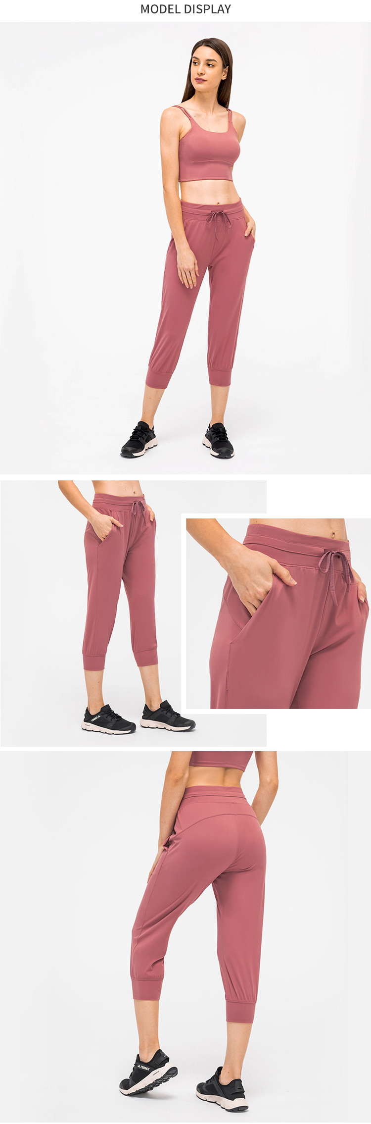 210gsm Women Lounge Wear 3/4 Yoga Pants Workout Sweatpants Yoga Jogger Carpis