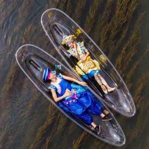 China Durable Transparent Polycarbonate Boat For Lake Sport 3.38 * 0.93 * 0.35m Size factory
