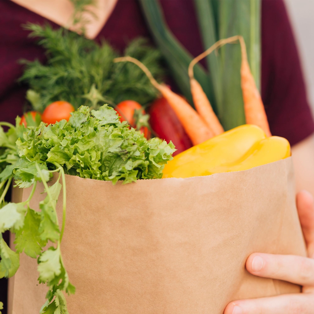 Eco-Friendly Fresh Fruits Vegetables Packaging Kraft Paper Bag with Luxury Design