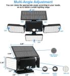 Adjustable Heads 1000lm 260Pcs LED Solar Motion Sensor Wall Light Outdoor