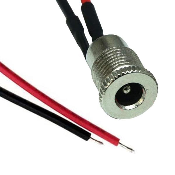Threaded Female Mount DC099 Barrel Jack Socket 10A 5.5x2.1mm DC Power Adapter Tinnned Wire End Cable