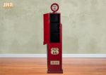 Antique Gas Pump Design Decorative Wooden Cabinet Red Color Wood Floor Rack