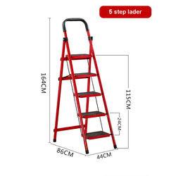 China 150kg Foldable Metal Carbon Steel 5 Step Ladder With Handrail factory