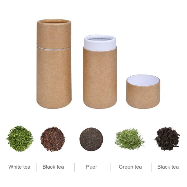 Recyclable Custom Logo Tea Packaging Box Kraft Paper Tube Gift Cylinder Tube Box