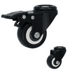 2" Silent Wheel Black PVC Light Duty Casters Swivel Lock Bolt Hole Castors For