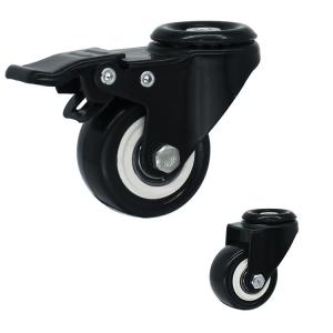 China 2&quot; Silent Wheel Black PVC Light Duty Casters Swivel Lock Bolt Hole Castors For Small Trolleys factory