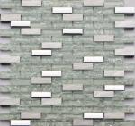 Rectangle crack crystal glass mix metal mosaic tile for wall boarder