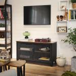 TV Cabinet with Steel Doors and Cabinet, Modern Particleboard TV Stand, TV Stand