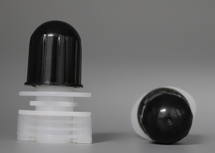 Customized 1mm Thickness Gray Or Black Plastic Spout Caps / Screw On Pour Spouts