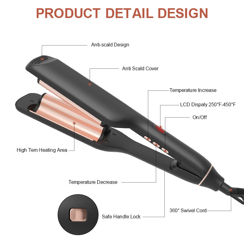 PTC electric Two Barrel Curling Wand , Ceramic 2 Barrel Hair Curler