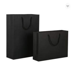China ODM Matte Lamination Paper Bag Packaging Custom Logo Black Shopping Bag factory