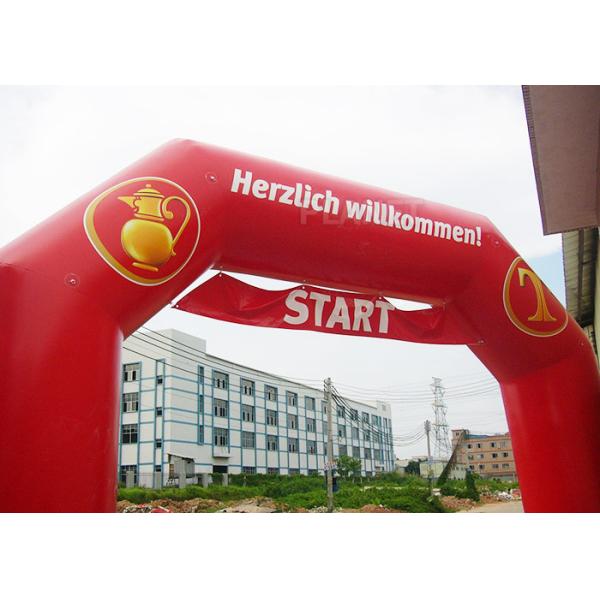 Red Custom Inflatable Arch PVC Tarpaulin , Inflatable Race Arch Logo Printing