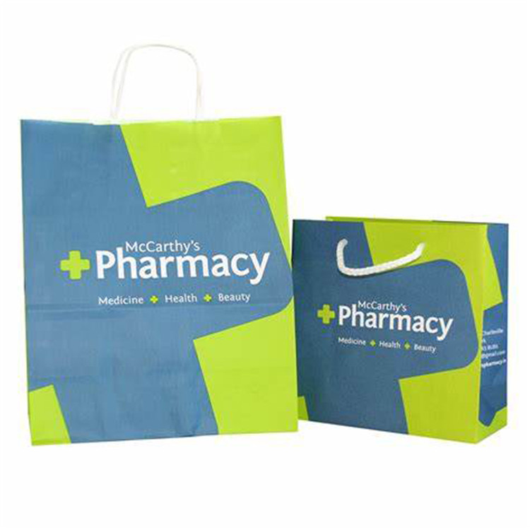 Eco Friendly Pharmacy Paper Bag SOS Carrier Bags OEM