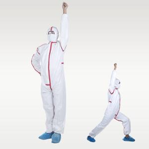 China OEM EN14126 White TYPE 4 Non Woven Isolated Disposable Coverall Waterproof With Tapes factory