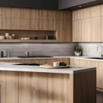 FANIAO Modern Designs Villa Wood Grain Complete Sets Kitchen Cabinet Solid Wood