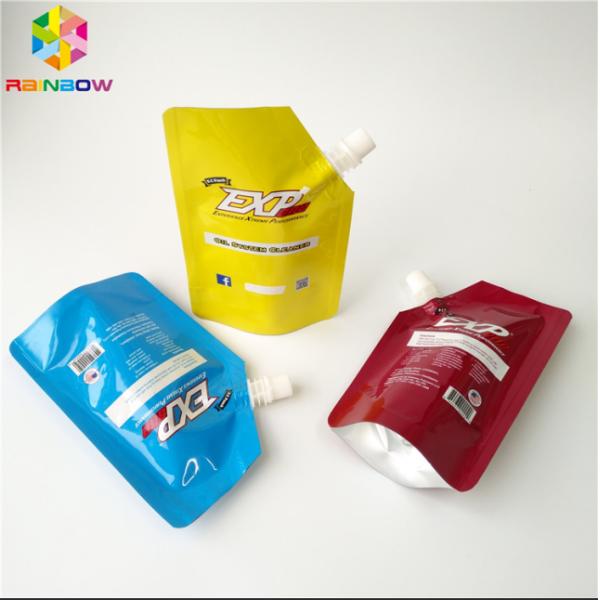 Reusable Liquid Spout Bags , Stand Up Pouches With Cap Doypack Foil Juice Spout