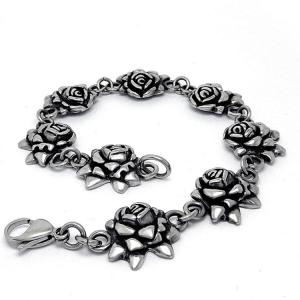 China 925 Silver Plated Titanium Stainless Steel Vintage Old Rose Link Bracelet (CE123) factory