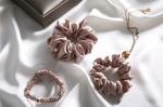 Women 6cm Mulberry Silk Scrunchies Set Plain Dyed Grade 6A