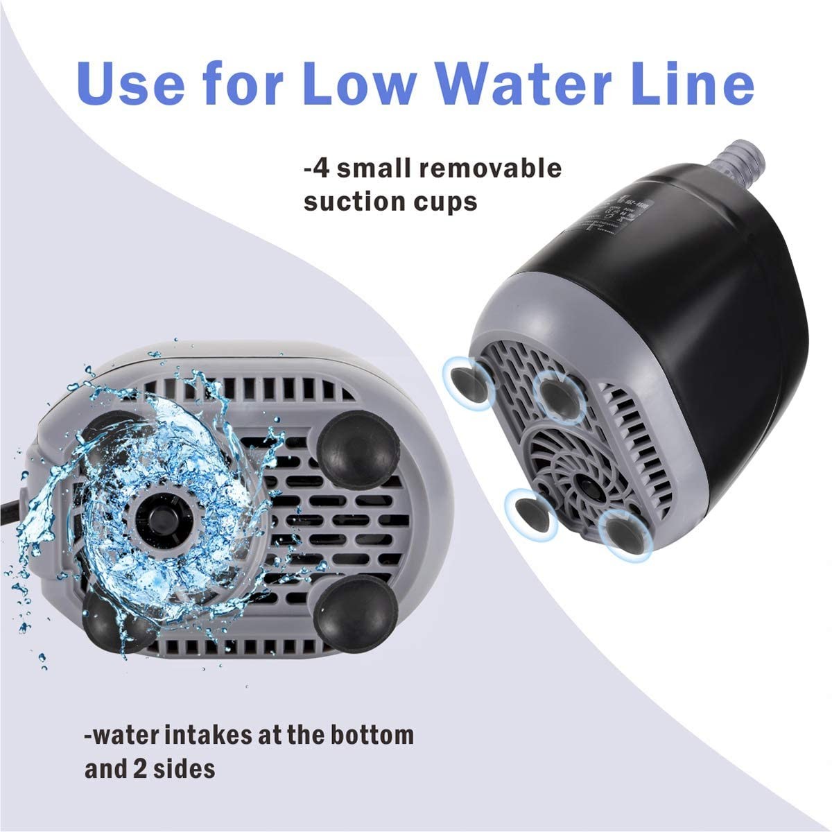 5.9FT Cord 8W Aquarium Water Pump Partially / Fully Submersible