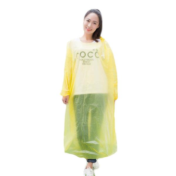 Long Sleeves Womens Plastic Raincoat With Hood , Yellow Disposable Laboratory