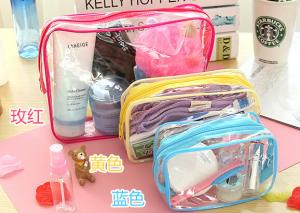 China Customized Clear Waterproof Toiletry Bag , Plastic Skincare PVC Transparent Bag factory