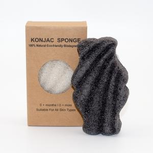 China SGS 100% Natural Charcoal Body Sponge 70*70*38mm Konjac Bamboo Face Sponge factory