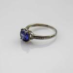 Fashion Sterling Silver with Round 9mm Created Tanzanite and CZ Diamonds Ring