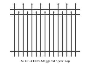 China Extra Staggered Crimped Top Spear Garrison Fence panels 3 rails 2.1m x 2.4m stain interpon powder factory