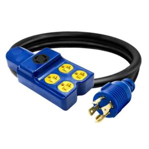 China USA Power Cord 5 in 1 Generator Adapter Extension Cord NEMA L14-30P to Four 5-20R / 5-15R &amp; L14-30R RV Marine Power Adapter factory