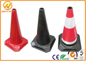 China Heavy Duty Rubber Reflective Traffic Safety Cones Red Black Waterproof 70 cm Height factory