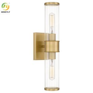 China Striking Style Gold Metal Glass Modern Wall Light 2 Light factory