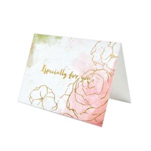 Custom Logo Design Print Luxury Folding Best Wishes Greeting Card Gold Foil