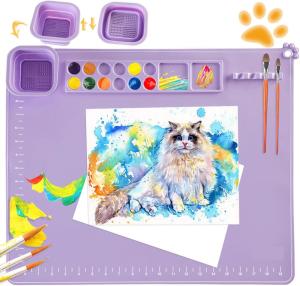 China Large Silicone Painting Mat With Cup Kids Painting Mat Painting Tools For Drawing factory