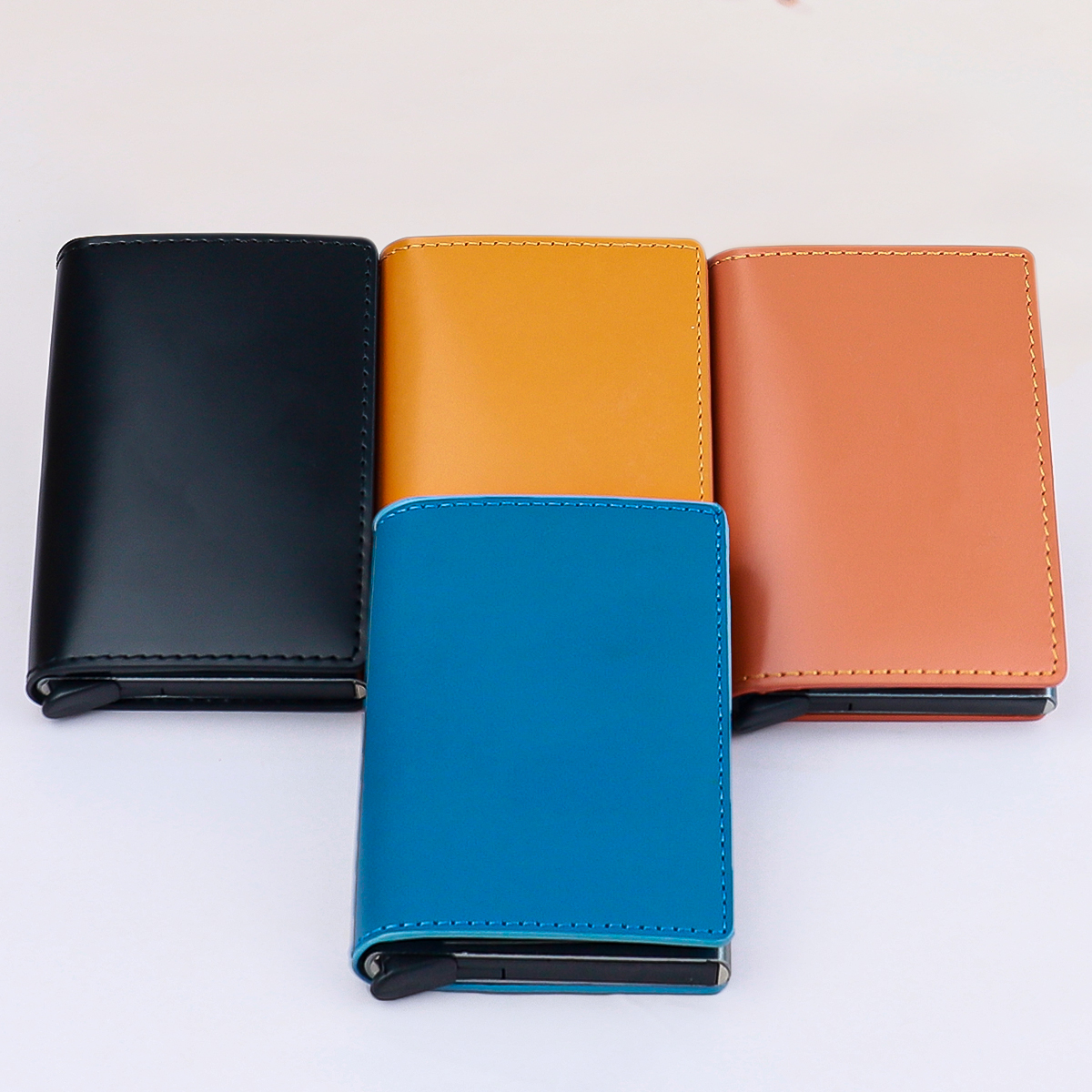 OEM/ODM Custom Logo Business Credit Card Holder with RFID Blocking and Pop Up Design