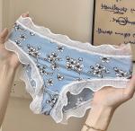 Silk Womens Underwears Teens Cute Fruits Print Elastic Ice Lace Panties