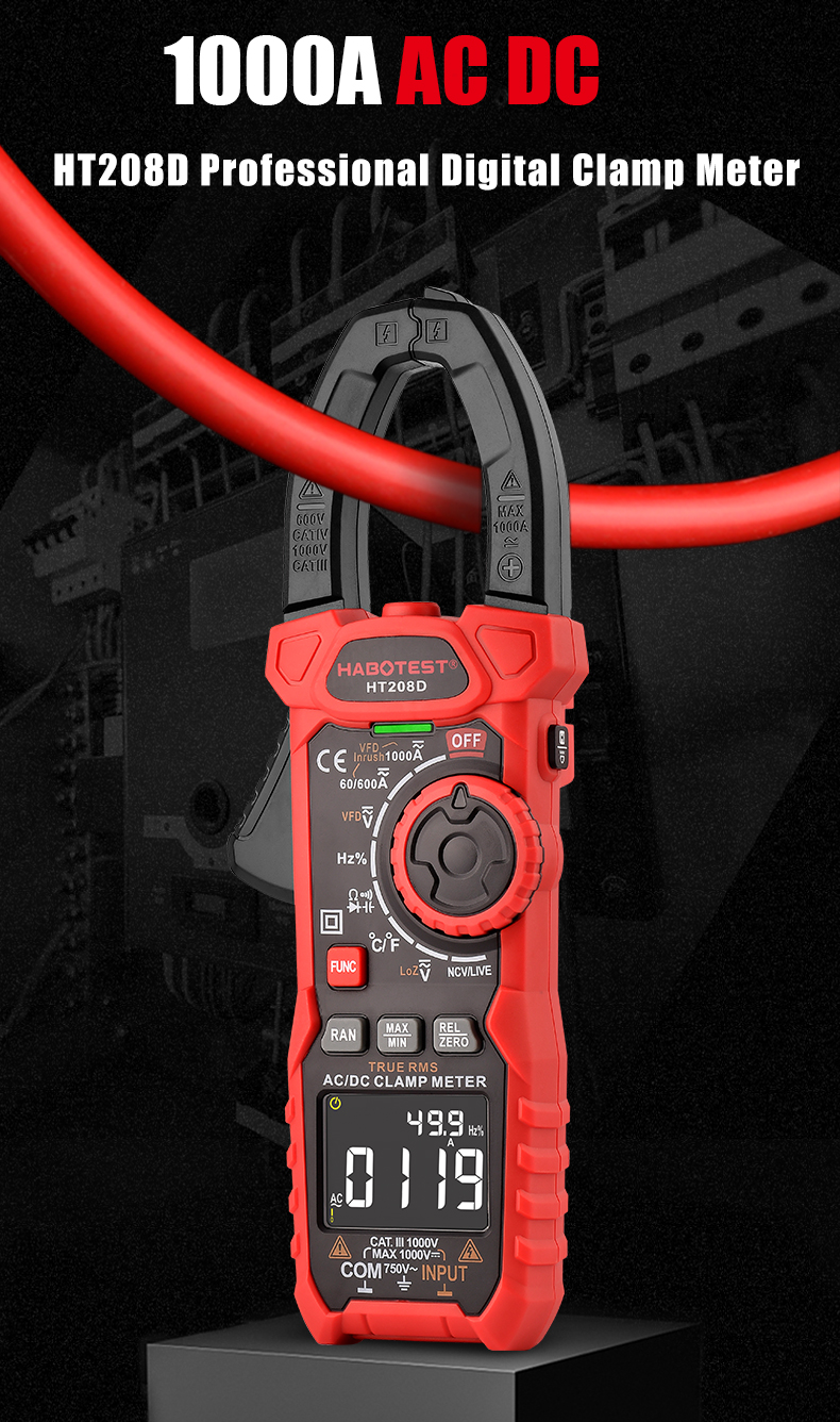 Handheld Digital Power Smart Clamp Meter 1000 Amp 1000v