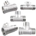 Casting Stainless Steel Tee Fitting for Water Plumbing Pipe Male Female Threads
