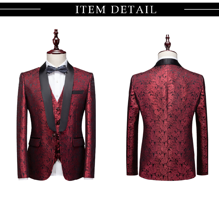 Banquet Host Performance Suit in Woolen Cloth Fabric for Men's Evening Dress