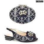 High quality fashion women high heels sandals and purses bag set italian bag to