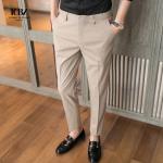 Slim Fit Office Trousers in Black Perfect for Formal Business Attire Zipper Fly