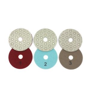 China 4 inch 3 Steps Concrete Polishing Tools Abrasive Pad 3mm Resin Thickness factory